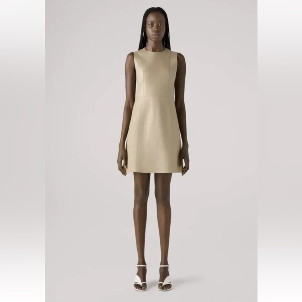 St. John Knits 100% Leather Taupe Dress